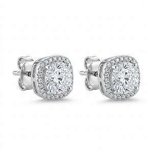 Brinco prata925 quadrado cravejado