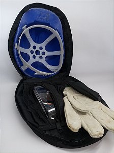 Porta capacete, óculos e luvas