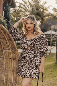 Macaquinho Short Saia Animal Print