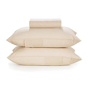 Jogo de Cama 3 Peças Karsten 150 Fios Matiz Bege Casal