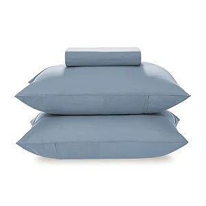 Lençol Casal com Elástico e Fronhas 100% Algodão Matiza Jeans