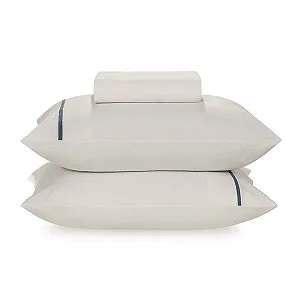 Lençol Casal com Elástico e Fronhas Noah Branco/azul-Karsten
