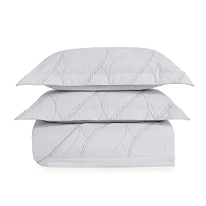 Colcha com Porta Travesseiro Casal 100% Algodão Figoli Branco/Legno- Trussardi