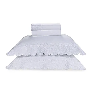Jogo de Cama Queen  100% Algodão Fiorita Branco- Trussardi