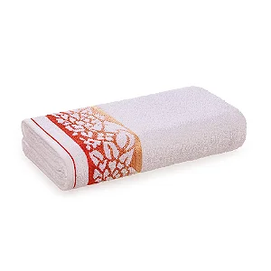 Toalha de Banho Karsten Herrera Branco/Salmão