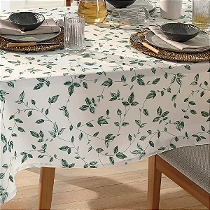 Toalha de Mesa Retangular Döhler Clean Botânica 01 8 Lugares