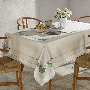 Toalha de Mesa Retangular Döhler Clean Botânica 6 Lugares