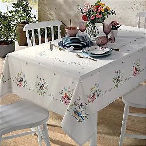 Toalha de Mesa Quadrada Döhler Clean Jardim 4 Lugares
