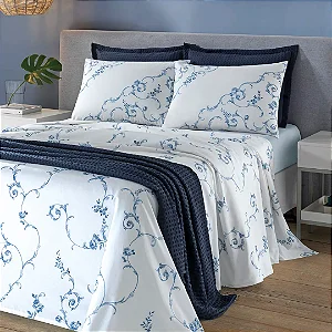 Jogo de Cama Casal Döhler Celeste 180 fios 4 peças