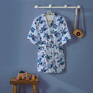 Roupão Infantil P 3 a 6 anos  Döhler Stitch Azul