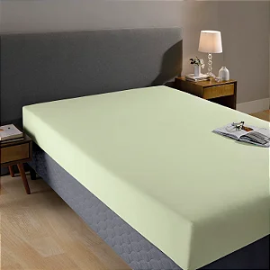 Lençol com Elástico Queen Döhler 130 fios Verde Claro