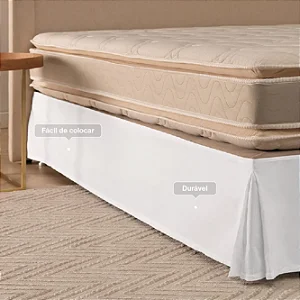 Saia para Cama Box com Elástico Casal Karsten Mila Branco