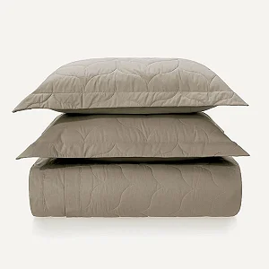 Colcha Casal com 2 Porta-travesseiros 200 Fios Tom Grão