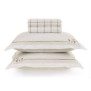 Jogo De Cama Bordado Karsten Anabel 200 Fios 4 Peças Casal