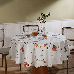 Toalha de Mesa Redonda Döhler Clean Pêssegos 1,60m