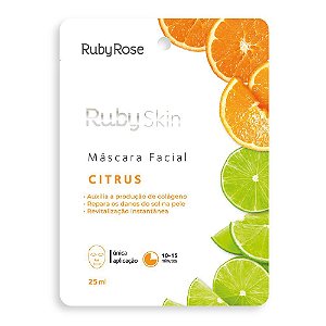 Máscara Facial de Tecido Citrus Skin Ruby Rose 25ml