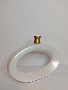 Vaso Anel Elegance Branco de Ceramica 25,5x5x19,5cm