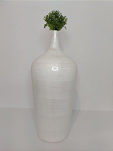 Vaso Garrafa Caribe Bege Riscado de Ceramica 12,5x26,5cm