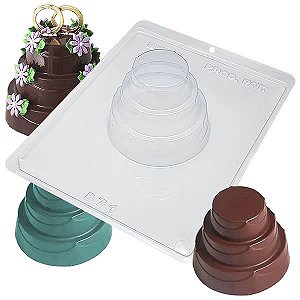 Forma para Chocolate com Silicone Bolo Detalhado Gigante 80g Ref. 871 BWB 1unid