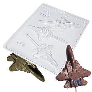 Forma para Chocolate Pirulito Avião Jato Caça Aviador Dia da Aviação 17g Forma Simples Ref. 1353 BWB 5unids