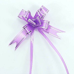 Laço Pequeno Lilas Borda Prata (10pçs) Laço Fácil Laço Pronto Laço Mágico Festas