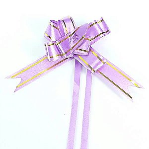 Laço Pequeno Lilas Borda Ouro (10pçs) Laço Fácil Laço Pronto Laço Mágico Festas