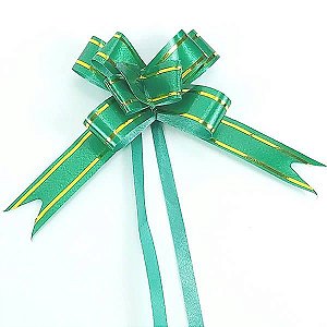 Laço Pequeno Verde Escuro Borda Ouro (10pçs) Laço Fácil Laço Pronto Laço Mágico Festas