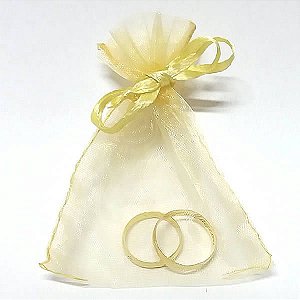 Saco de Organza Ouro 8x10cm com Fechamento em Cetim (8cmx10cm cm) 10pçs Lembrancinhas Festas