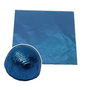 Papel Chumbo Aluminio Azul Claro Embrulho para Bombom e Trufinhas 10x10cm 300fls