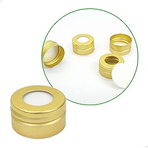 10un Tampa de Alumínio Furada OURO R28mm, Tampa para Frasco Rosca 28mm, Tampa de Aluminio Perfil Alto