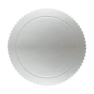 (4pçs) Cakeboard Prata 24cm Disco Redondo Base Laminada Suporte para Bolo - Silver Chef / Silver Plastic