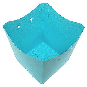 (10pçs) Cachepo Vaso de Papel Azul Turquesa / Tiffany (9x7x9.5 cm) Embalagem