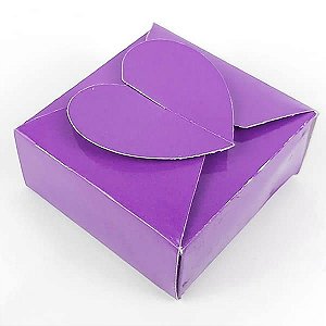 (24pçs) PC-1 (6.5x6.5x3 cm) Caixa Coração Lisa Roxa Embalagem de Papel
