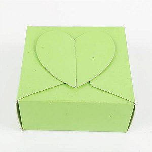 (24pçs) PC-1 (6.5x6.5x3 cm) Caixa Coração Lisa Verde Claro Embalagem Papel