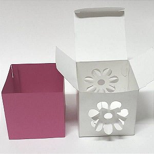 24 Caixa de Papel DV-13 Caixa Flor com Forro Pink (8.5x8.5x8 cm) Decoração e Lembrancinhas, Caixa Surpresa, Primavera, Natureza