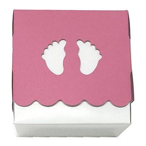 24 Caixa Pezinho Pink (7,5 cm) Pé de Nenem Embalagem para Lembrancinha Chá de Bebê, Chá Revelação, Nascimento