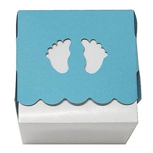 24 Caixa Pezinho Azul Turqueza / Tiffany (7,5 cm) Pé de Nenem Embalagem para Lembrancinha Chá de Bebê, Chá Revelação