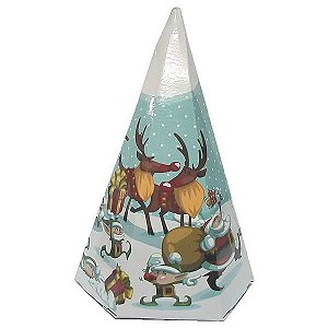 50 Embalagem para Cone Trufado Cone-2 Natal (7x7x12 cm) Caixa para Cone Trufado Embalagem Natal