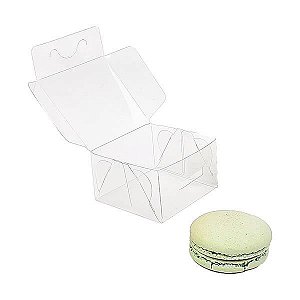 100 Caixa de Acetato para Macaron Bem Casado PX-206 (5x5x3 cm) Embalagem de Plástico Transparente