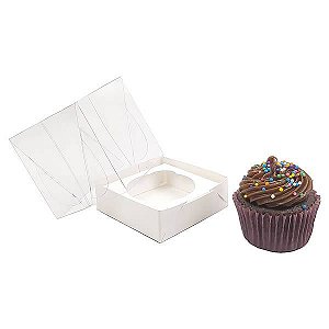 (25pçs) Caixa para 1 Cupcake Pequeno (6cm) Caixa de Acetato e Berço
