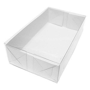 25 Caixa de Acetato TRP-1 (12x7x3 cm) Tampa de Plástico Acetato e Fundo de Papel Branco