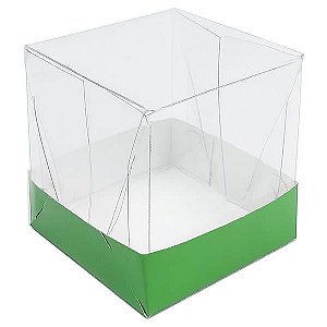 25 Caixa de Acetato com Base VERDE ESCURO Lisa (6x6x6cm) Embalagem de Plástico Transparente