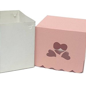 24 Caixa Amor 3 Corações Rosa (7,5x7,5x7,5 cm) Chá de Panela, Embalagem para Lembrancinha Personalize sua Festa