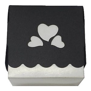 24 Caixa Amor 3 Corações Preta (7,5x7,5x7,5 cm) Chá de Panela, Embalagem para Lembrancinha Personalize sua Festa