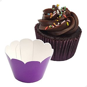 48un Saia para Cupcake Grande Wrapper Liso Roxa (7.5x5x4.5) Wrapper para Cupcake