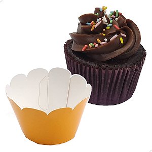 48un Saia para Cupcake Grande Wrapper Liso Laranja (7.5x5x4.5) Wrapper para Cupcake