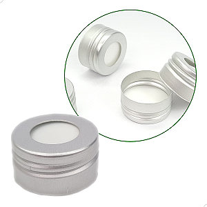 100un Tampa de Alumínio Furada PRATA R28mm para Frasco Aromatizador Rosca 28mm, Tampa em Aluminio Perfil Alto