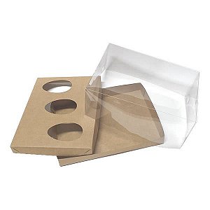 10 Caixa de Acetato para Trio Ovo de Colher 150g KIT69 Kraft (25x19x9 cm) Caixa para Trio Ovo de Páscoa 150g