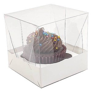 KIT Caixa para 1 Cupcake Pequeno (6x6x6 cm) Caixa e Berço KIT1 10unids Caixa de Acetato