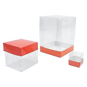 Caixa de Acetato com Base Vermelha Lisa (50pçs)